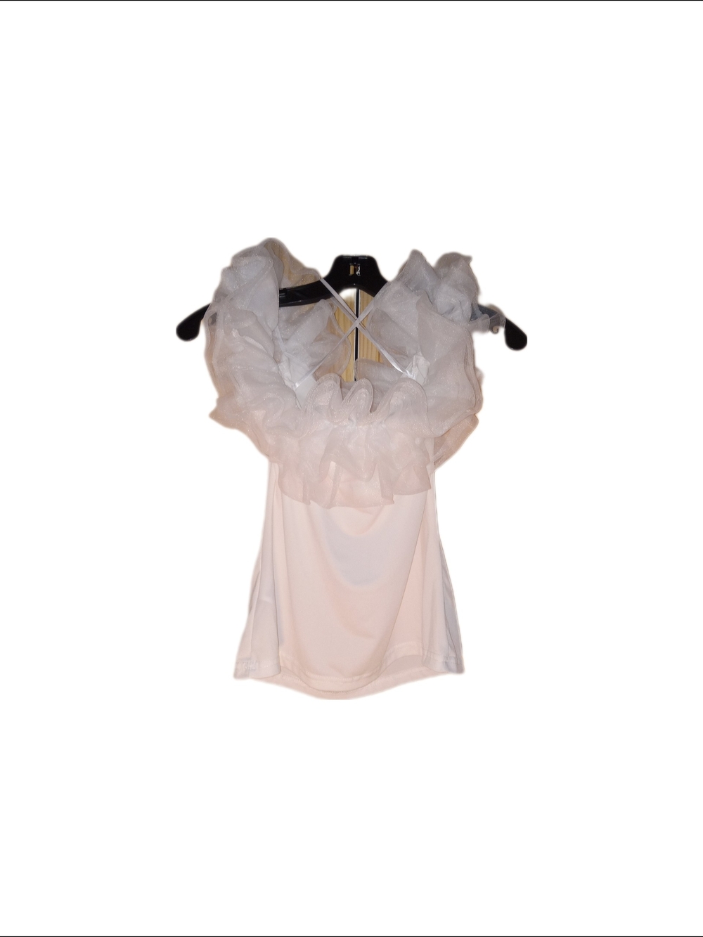 SHEIN White Ruffled Organza Neckline Camisole